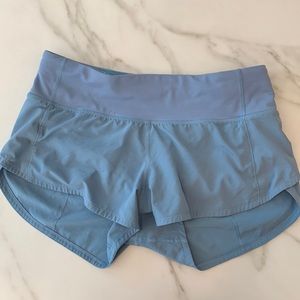 Lululemon hotty hot shorts 2.5” inseam periwinkle blue.